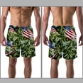 thumbnail image 3 of luoweisi Men's Beach Shorts Quick Dry Swim Trunks with Mesh Lining American Flag and Plants 2XL, 3 of 5