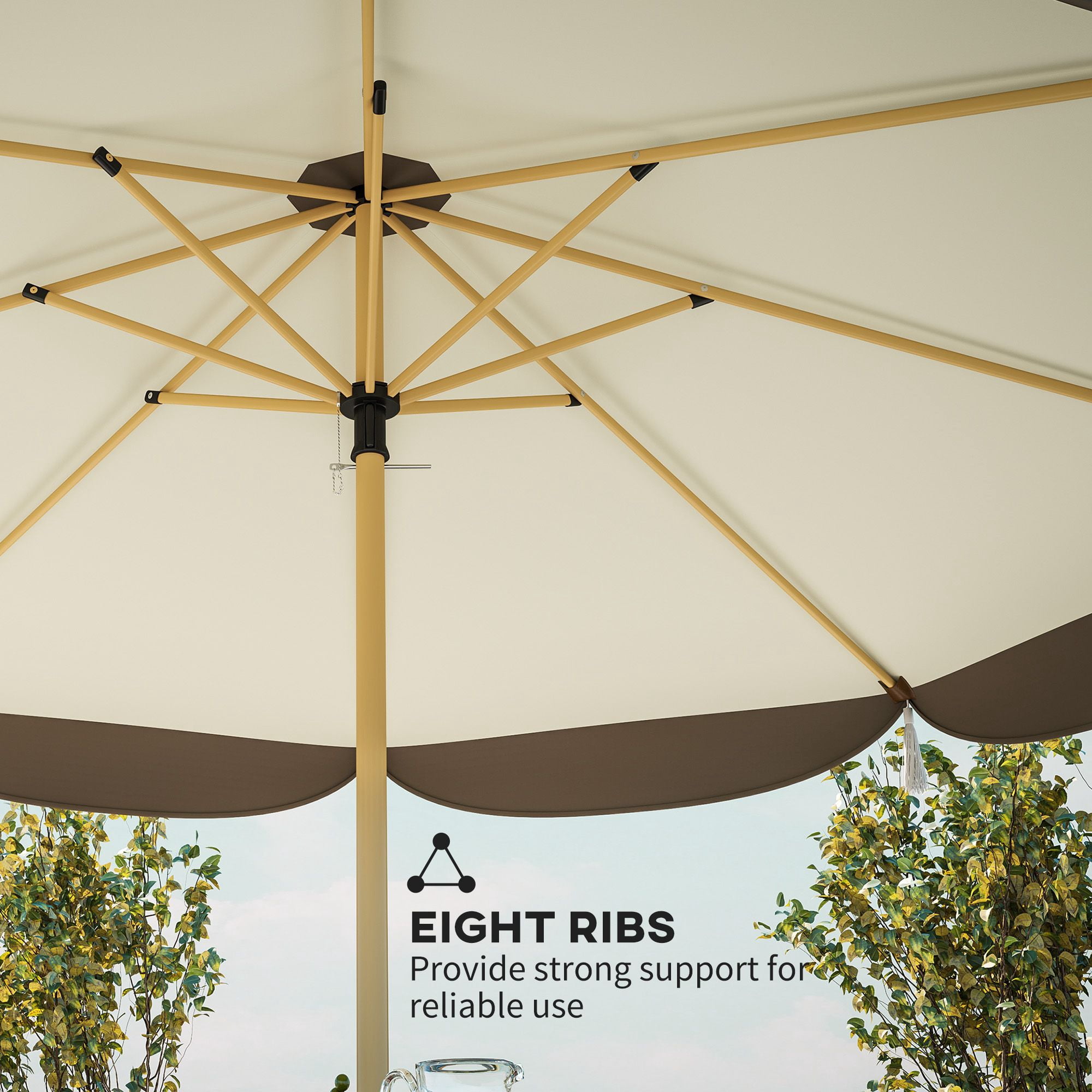 9 Ft Patio Umbrella, UPF 50+ Outdoor Market Umbrella with 8 Ribs, Vented Outdoor Table Umbrella for Deck, Backyard and Lawn, Cream White