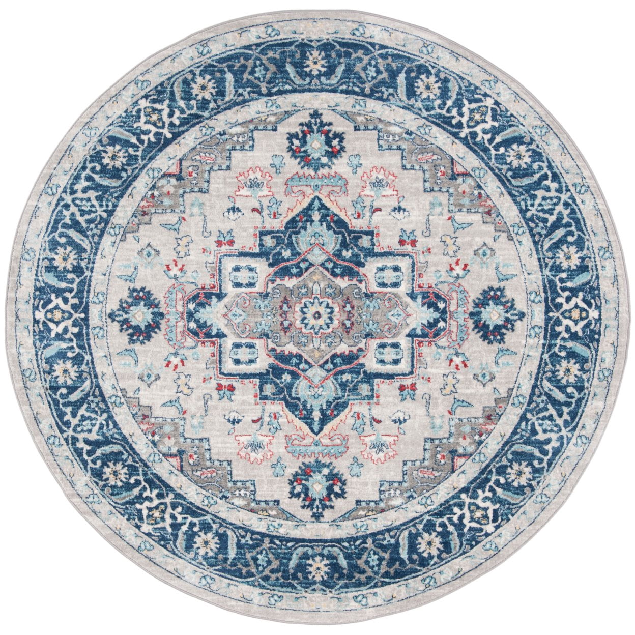 SAFAVIEH Brentwood Nanette Floral Bordered Area Rug, 5'3" x 7'6", Light Grey/Blue