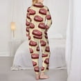 thumbnail image 3 of Pajama Sets for Women 2 Pcs, steak cartoon print Button Down Long Sleeve Sleepwear Lounge PJ Sets, 3 of 6