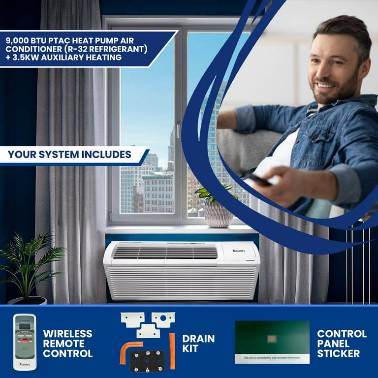 Heat Pump Auxiliary Electric Heater Klimaire 9,000 BTU PTAC Heat