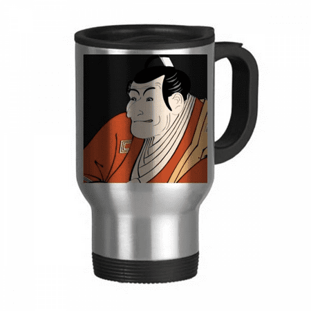 

Japanese Style Ukiyoe Male Kimono Travel Mug Flip Lid Stainless Steel Cup Car Tumbler Thermos