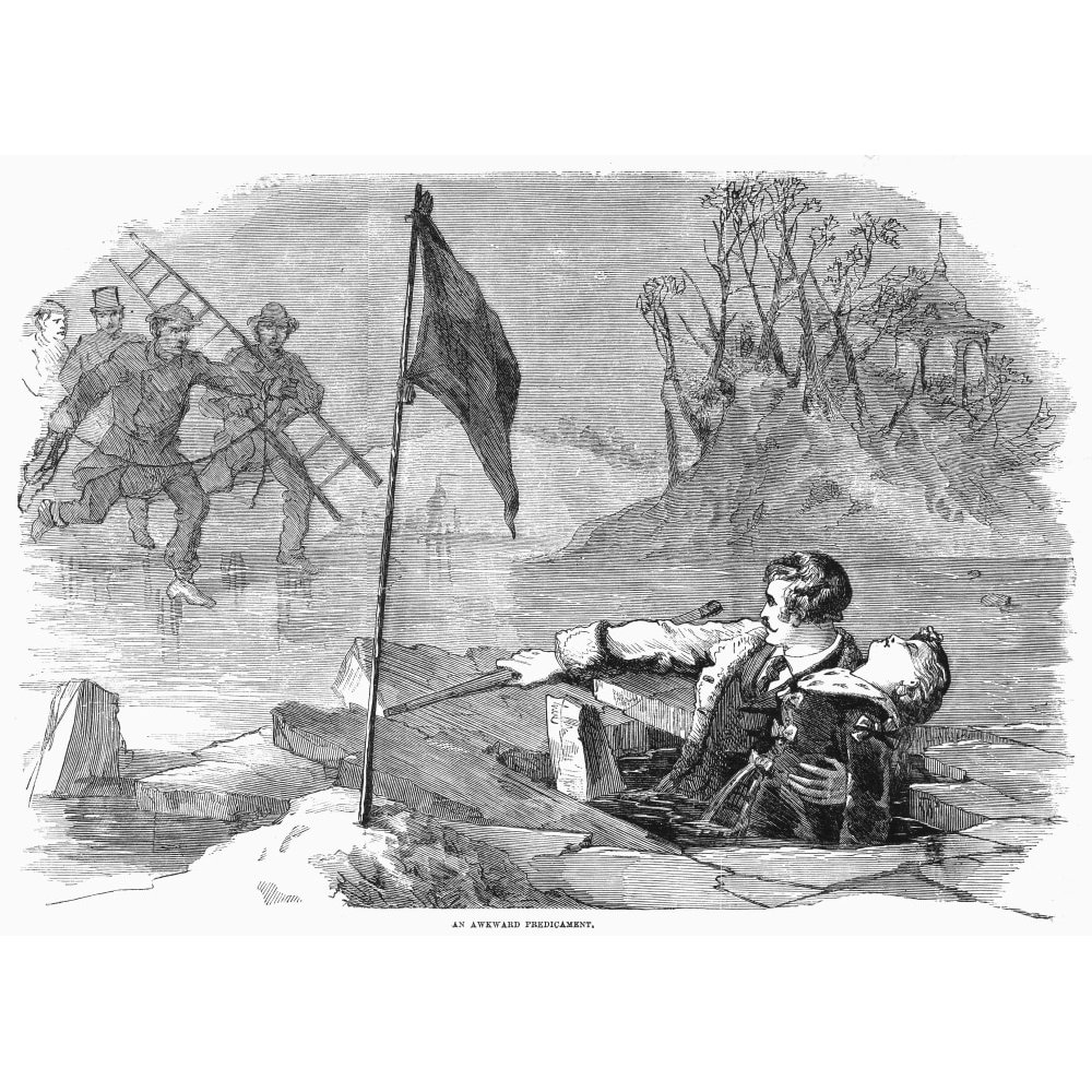 Rescue. /N'An Awkward Predicament.' 19Th Century American Newspaper