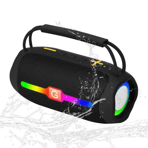 Bluetooth Speaker 5000mAh, 36H Playtime BT5.4 Portable Wireless Speaker with 24W Loud Stereo Sound, IP6 Waterproof, TWS Stereo, RGB Multi-Color Rhythm Lights for Outdoor/Home/Party, Gift, Black