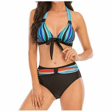 

VKEKIEO Two-Piece Sets Swimsuit Sport Bra Style Lift Blue XXL