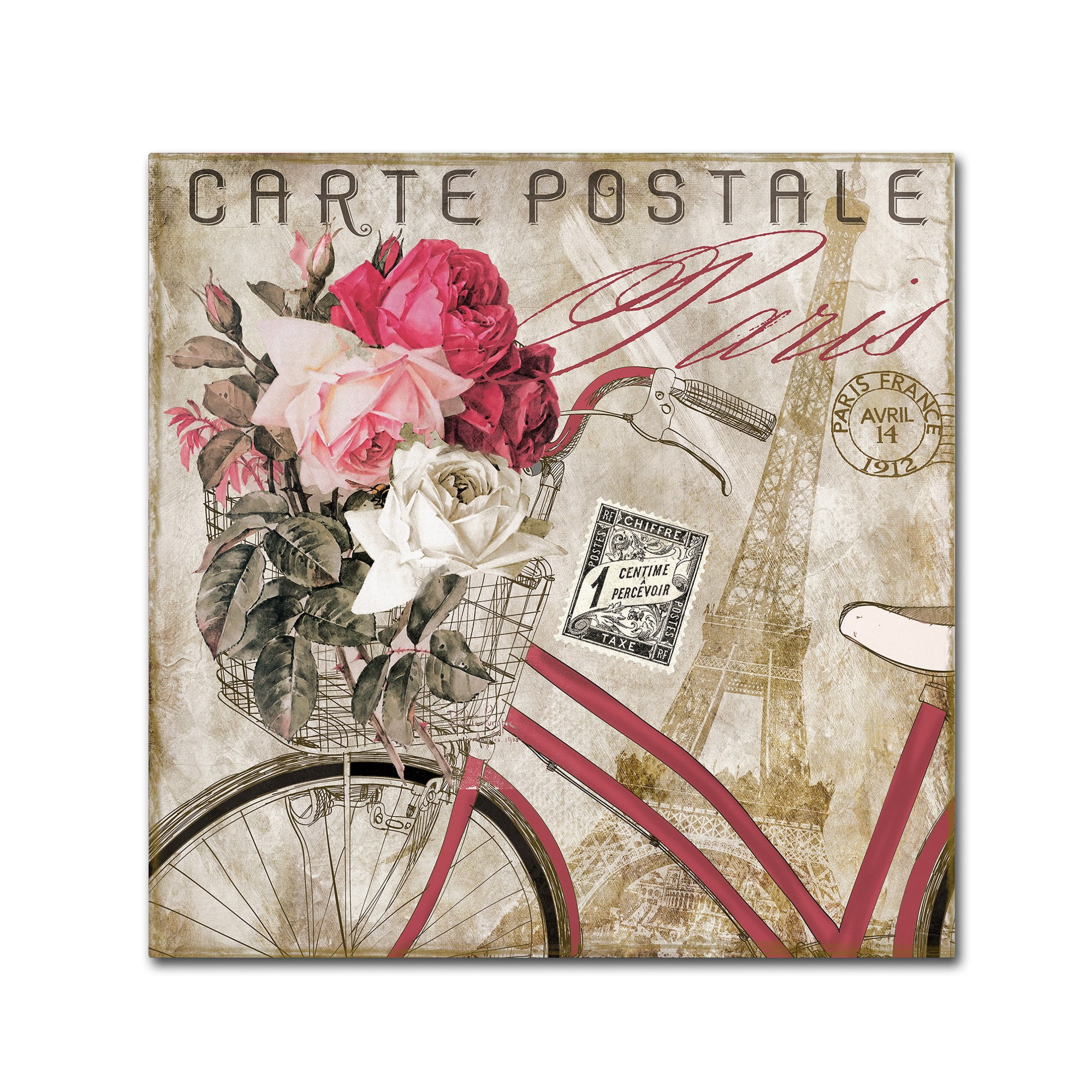 Trademark Fine Art "Postale Paris I" Canvas Art by Color Bakery