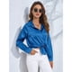 thumbnail image 4 of Blusas de Satén para Mujer, Camisas de Seda con Botones, Blusas Informales de Larga para Negocios Azul M, 4 of 7
