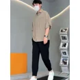 thumbnail image 3 of Conjuntos de pantalones y camisetas de nailon para hombre, sin logotipo, conjunto de 2 piezas, moderno conjunto de dos piezas, estilo coreano Kpop 5xl, básico, elegante y moderno S, 3 of 4