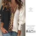 thumbnail image 2 of Suéter tipo cárdigan con cremallera y estampado de leopardo a juego en blanco y negro para otoño e invierno, top de punto de manga larga sexy para mujer, 2 of 5