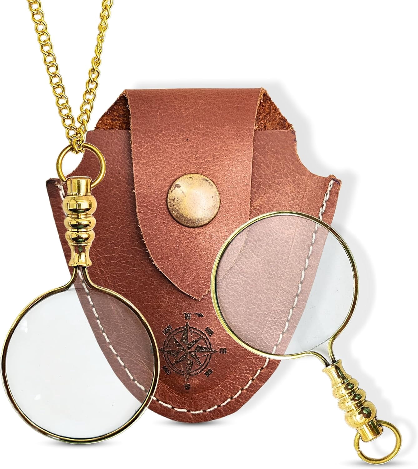 Copper Handheld Magnifying Glass with Brass Handle and Real Glass, Best Reading Magnifier for Elderly, Macular Degeneration (Polished)
