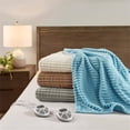thumbnail image 6 of Serta Contemporary Solid Corded Plush Fabric Twin Heated Blanket in Gray, 6 of 10