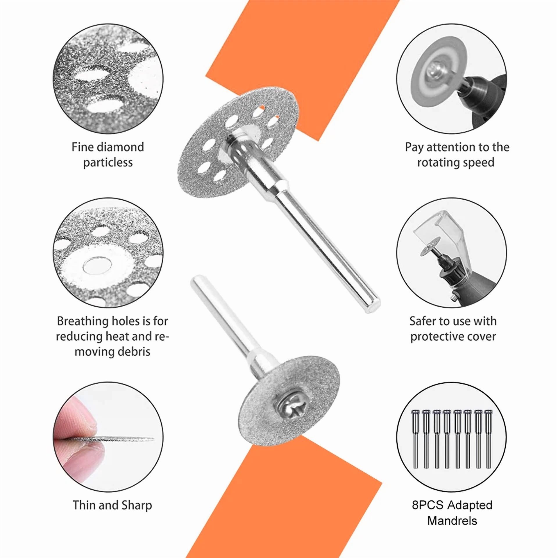 CIRCLE- 50X Diamond Cutting Wheel For Dremel Rotary Tool Die Grinder Metal Cut Off Disc