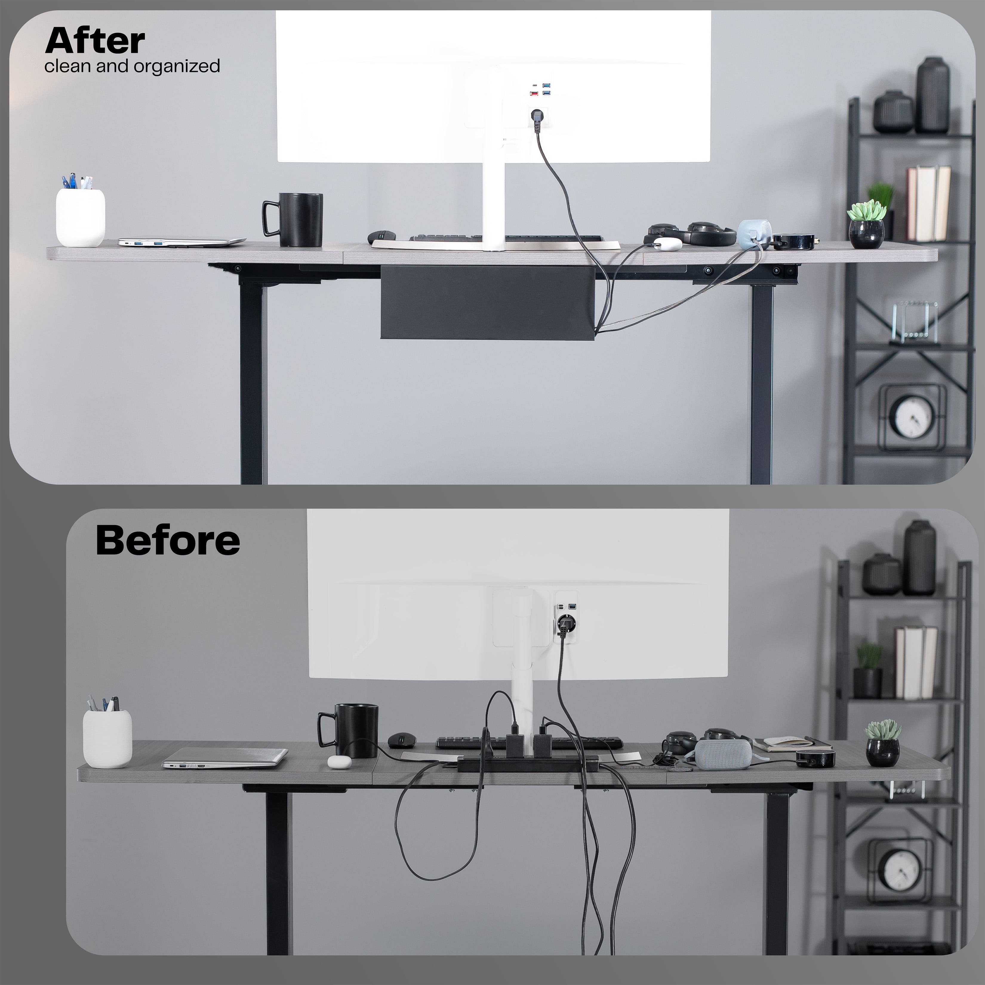 VIVO Black Extra Deep Under Desk Cable Management Tray
