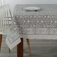 thumbnail image 6 of Ridhi -Taupe and Off White 72x140 Inch rectangle 100 % Cotton indian block print resuable tablecloth, 6 of 7