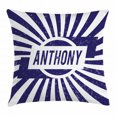 thumbnail image 1 of Anthony Throw Pillow Cushion Cover, Ancient Masculine Given Name with Weathered Appearance on Retro Stripes, Decorative Square Accent Pillow Case, 20 X 20 Inches, Navy Blue and White, by Ambesonne, 1 of 2
