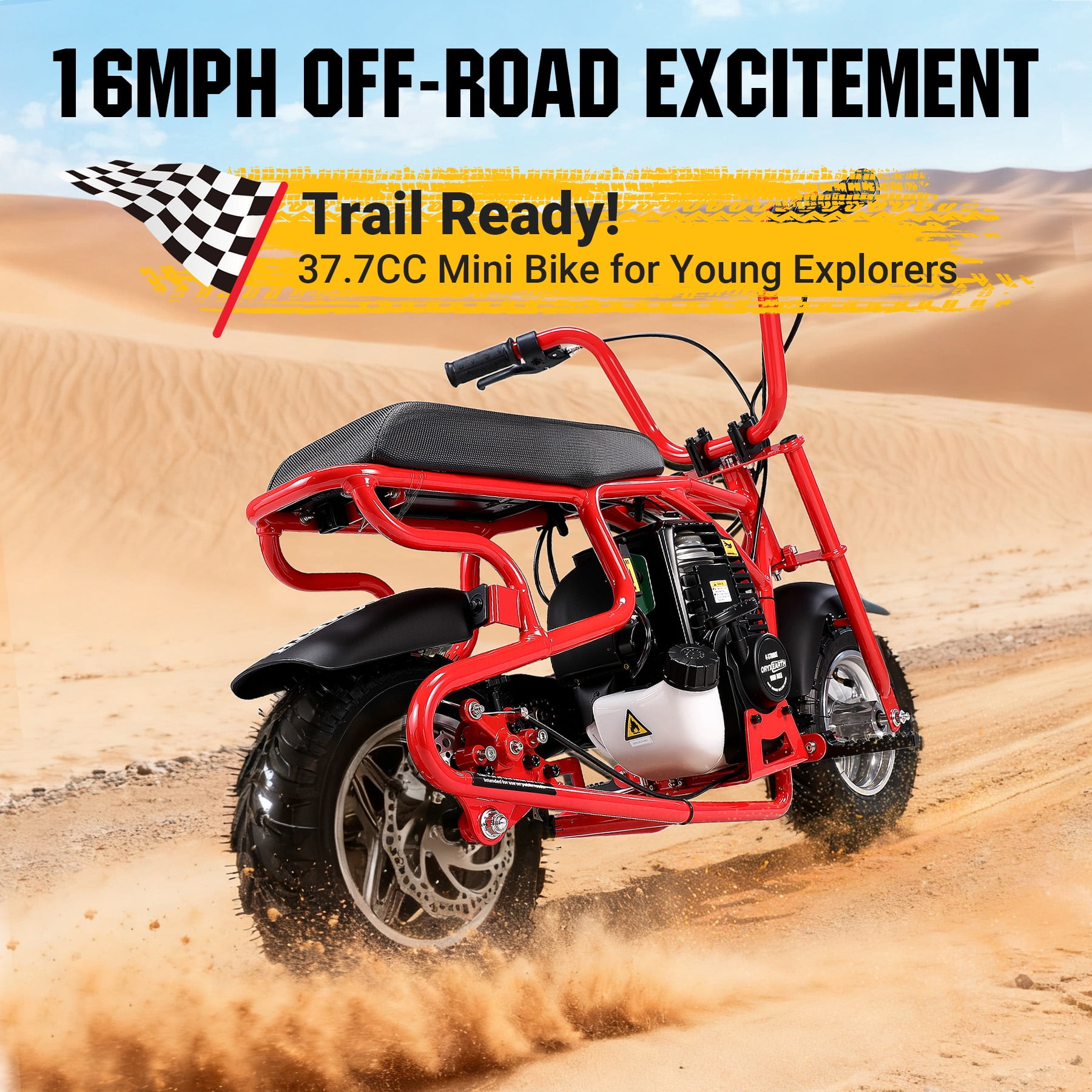 Oryxearth OM-40 Mini Gas Bike for Teens, Off-Road Dirt Bike, Gas Powered 4-Stroke Pocket Bike, Easy Assembly, Red