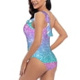thumbnail image 4 of Easygdp Multicolor Glitter Women's One Shoulder Ruffle Monokini Bathing Suits with Removable Chest Pad, Quick Drying - X-Large, 4 of 8