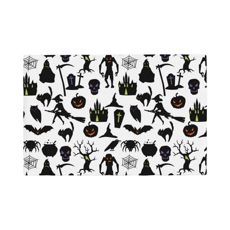 

Table Placemats Set of 6 - halloween pumpkin black 12x18 In Faux Linen Double Heat Resistant Place Mats Cloth Indoor/Outdoor Placemats Washable Table Mats for Dining Kitchen Party