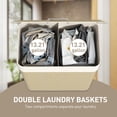 thumbnail image 3 of HOMCOM Double Laundry Basket with Lid, 26.4 Gallon Bamboo Laundry Hamper with Rope Handles, Clothes Hamper with Removable Liner for Bedroom, Natural, 3 of 9