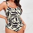 thumbnail image 2 of Enjoytime Womens One Piece Swimsuits Print Square Neck Tummy Control Bathing Suits Ruched Adjustable Straps Plus Size Swimsuit, 2 of 8