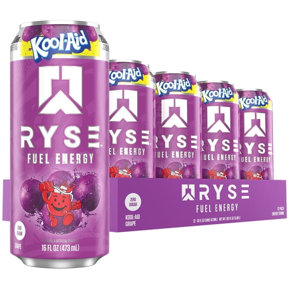 RYSE Fuel Energy Drink - Kool-Aid Grape - Sugar Free - 16 fl oz (12-Pack)