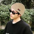 thumbnail image 3 of Men Winter Hat Solid Color Dome Stretchy Dome Knitted Thermal Anti-slip Fall Winter Beanie Outdoor Cycling Work Street Cap, 3 of 8