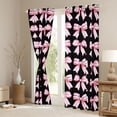 thumbnail image 3 of Feelyou Black Pink Bow Black Out Curtains, Fashion Ribbon Curtains Pack of 2 (42x63 Each), 3 of 6
