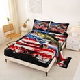 thumbnail image 2 of Feelyou Largemouth Bass Fish Full Size Sheets for Men, Splash Star Stripe US Flag Bed Sheets, Red Blue, 4 Pieces, 2 of 5