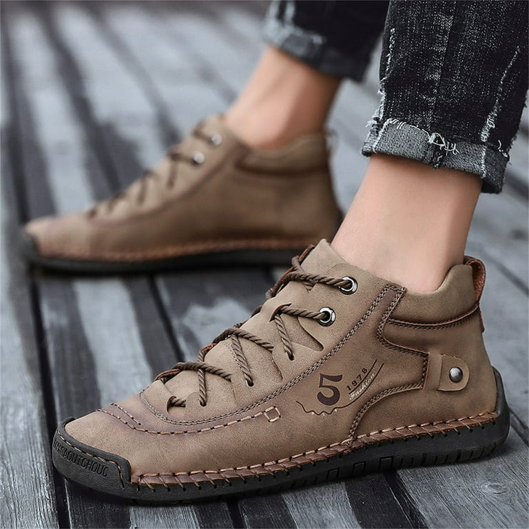 EQWLJWE Men's Shoes High-top Outdoor Men's Casual Shoes Slim Leather Shoes  Mens Sneakers Holiday Clearance
