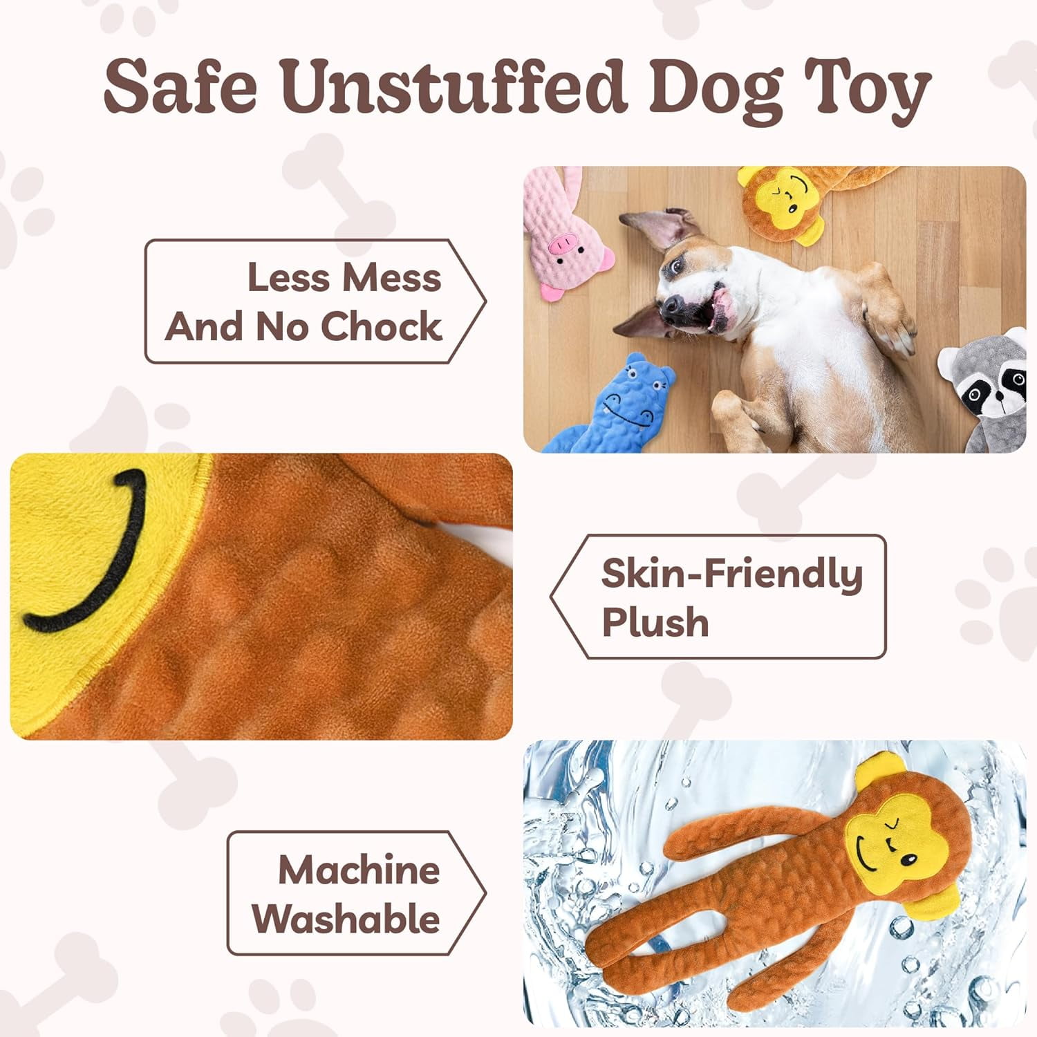 SHARLOVY No Stuffing Dog Toys 3 Pack, Crinkle Interactive Dogs Toy for Boredom, Puppy Toys for Teething to Keep Them Busy, Cute Squeaky Dogs Toy for Small, Medium, and Large Breed