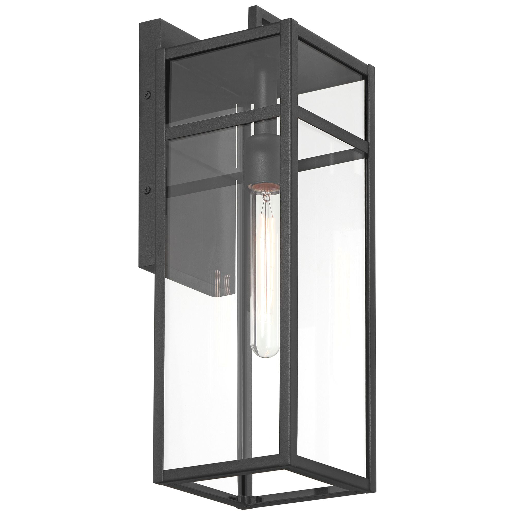 John Timberland San Lucas 18 3/4" High Modern Outdoor Wall Light Fixture Mount Porch House Set of 2 Sand Black Metal Glass Shade