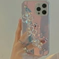 thumbnail image 2 of Compatible with iPhone Case,Crystal Clear Cute Laser Holographic Flower Floral Wristband Strap Bracelet Chain Shockproof Cover Phone Case (White,iPhone 12 Pro), 2 of 5