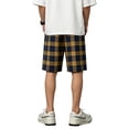 thumbnail image 3 of Dwelliawo Shorts for Men Drawstring Elastic Waist Lightweight Work Shorts Pants Quick Dry Plaid Athletic Shorts with Pockets Yellow XL, 3 of 3