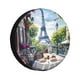 thumbnail image 1 of Fotbe Parisian Cafe With Eiffel Funda de Llanta de Repuesto con Estampado, Engrosada, Ajuste Universal para Jeep, Remolque, RV, SUV, Camión-15 inch, 1 of 6