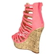thumbnail image 3 of Liliana CA53 Women Leatherette Open Toe Strappy Caged Cork Platform Wedge Sandal, 3 of 5