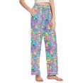 thumbnail image 2 of Dailycode Women's Pajama Pants Wide Leg Lounge Pj Bottoms With Pockets Colorful Cartoon Robots, 2 of 7