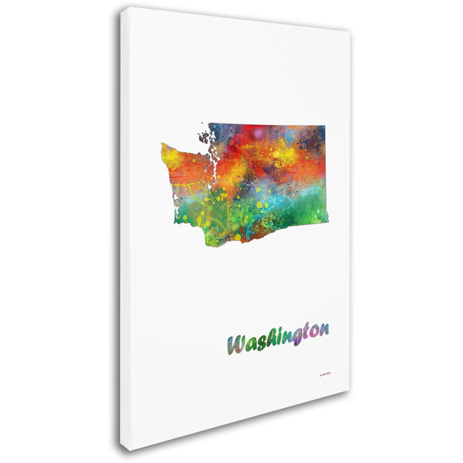 Trademark Fine Art "Washington State Map-1" Canvas Art by Marlene Watson
