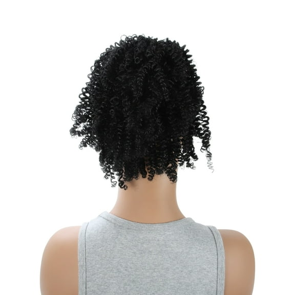 Unique Bargains 1 Pc Fluffy Ponytail Short Hair Hair Extensions High Temperature Fiber 9.8IN Hair Extension Tape Black for Women