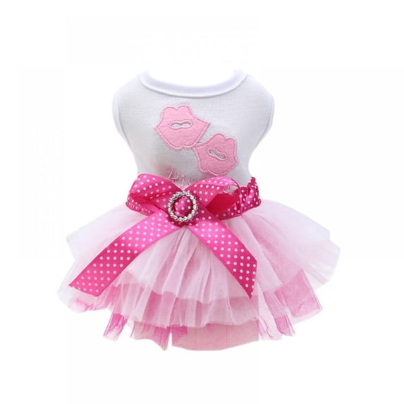 Small Dog Dress - Cute Tutu Princess Dress Heart & Lip Printed Puppy Dresses for Girl Small Dogs