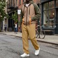 thumbnail image 5 of Delconic Mens Fleece Lined Hoodie and Straight Leg Pants Set Relaxed Fit Zip Front Long Sleeve Casual Two Piece Tracksuit Army Green L, 5 of 5