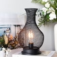 thumbnail image 3 of 11''H Vase Shape Metal Battery Operated Lamp with LED Edison Bulb(Black), 3 of 5