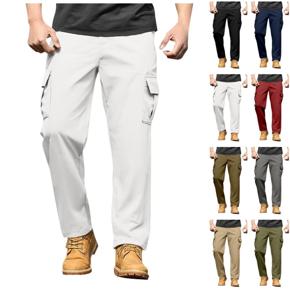LIBRCLO Cargo Pants for Men Relaxed Fit Loose Casual Trousers with Multi Pockets Outdoor Straight Leg Workwear Pants