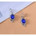 thumbnail image 3 of Clip on 1 3/4" silver pointed edge blue stone earrings, 3 of 4