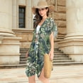 thumbnail image 3 of Beach Vacation Clothes Kimono Cardigan Loose Swimsuit Cover Up for Women Dinosaurs and Tropical Plant M, 3 of 6