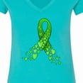 thumbnail image 4 of Inktastic Mental Health Awareness Ribbon with Green Hearts Women's V-Neck T-Shirt, 4 of 5