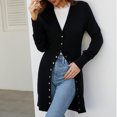 thumbnail image 2 of Suéter de punto con cuello en V para mujer Suéter básico con frente abierto de color sólido informal Prendas de abrigo FLhrweasw Nuevo, 2 of 8