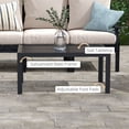 thumbnail image 3 of Black Rectangular Outdoor Coffee Table, 40" x 24" x 18" Powder-Coated Galvanized Steel Slatted Patio Table for Garden, Balcony, Porch and Backyard, Weather-Resistant Design, 3 of 7