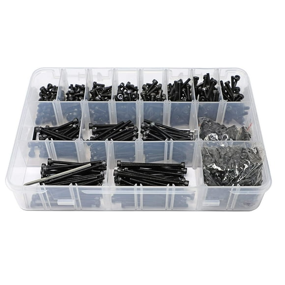 Iexcell 1500 Pcs M3 X 46810121620253035404550 Alloy Steel 12.9 Grade Hex Socket Head Cap Screws Bolts Nuts Washers Assortment Kit, Black Oxide Finish
