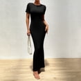 thumbnail image 3 of Valcatch Women's Summer Casual Long Dress Elegant Short Sleeve Crew Neck Bodycon Maxi Dresses, 3 of 8