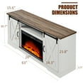 thumbnail image 6 of VANACC Fireplace TV Stand with Sliding Barn Door for TVs up to 73", Farmhouse 63" Entertainment Center with Storage Cabinets/Adjustable Shelves, Distressed White & Rustic, 6 of 9
